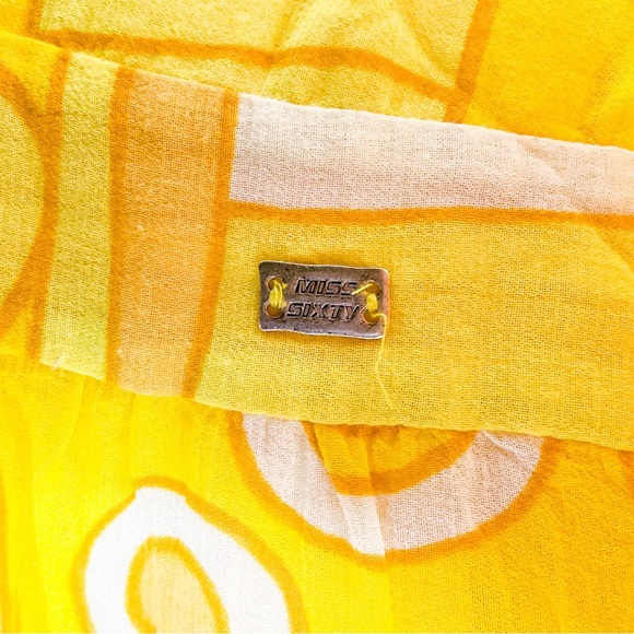 MISS SIXTY Vintage Yellow Abstract Geometric Patterned Women's Top - Picture 6 of 9